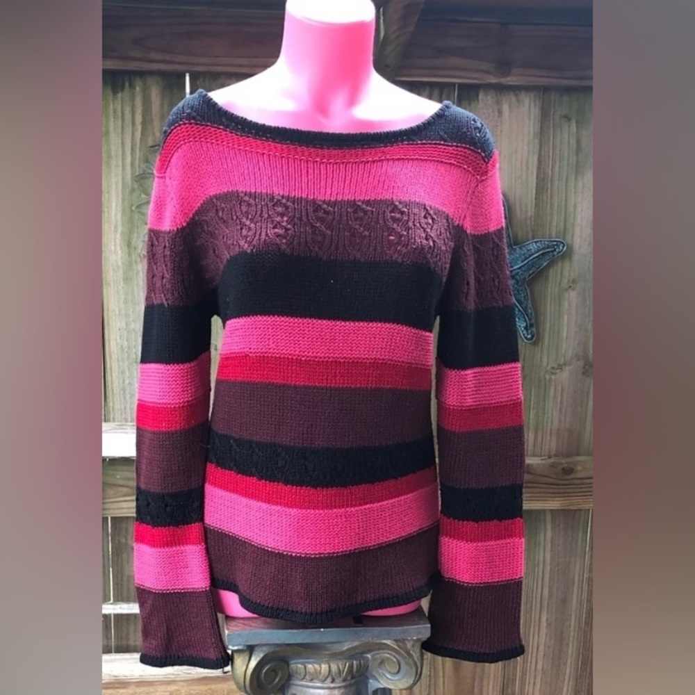 Dana Buchman Purple &Pink Stripe Sweater L